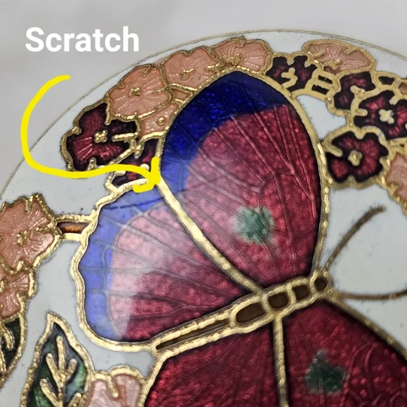 Vintage Cloisonne Butterfly Pendant Necklace - Picture 9 of 10